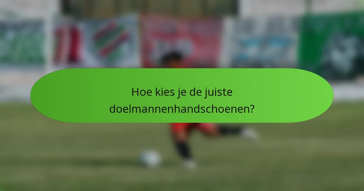 Hoe kies je de juiste doelmannenhandschoenen?